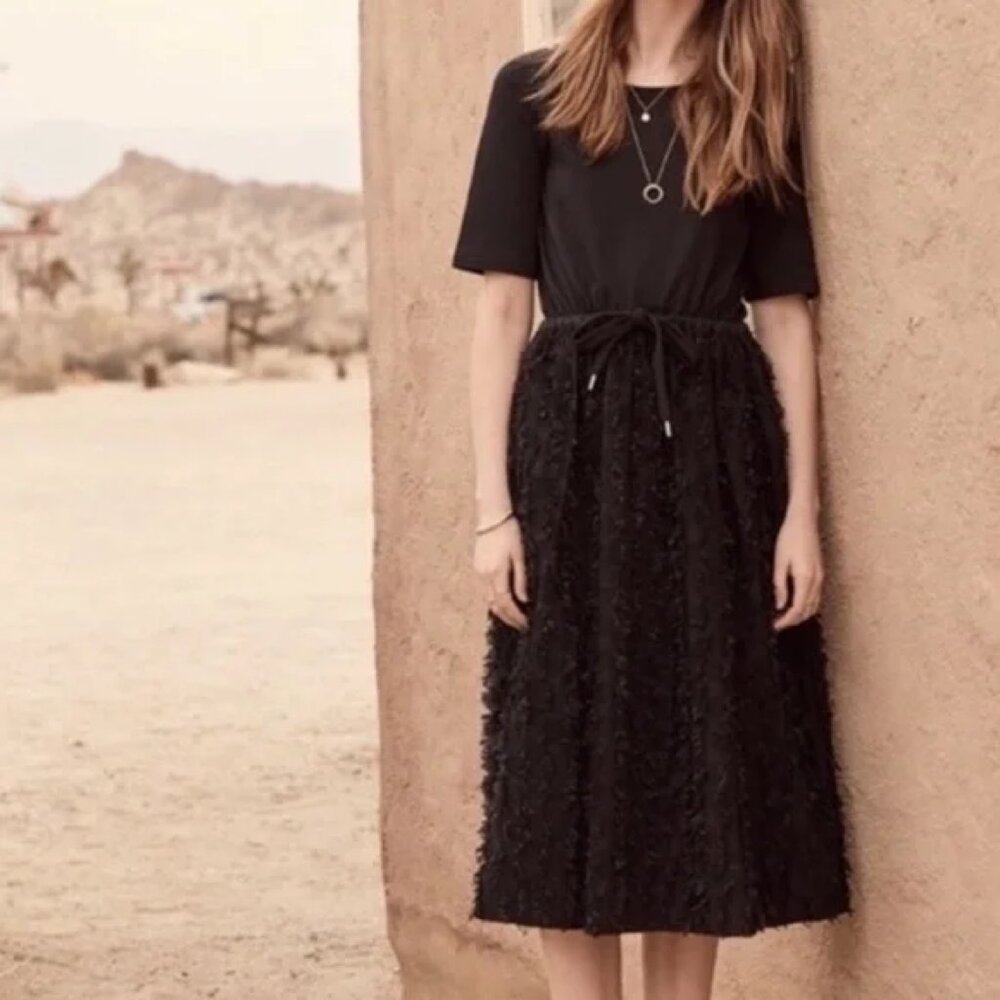 See By Chloe Fringe Embellished Drawstring Midi T-Shirt Dress - Picture 2 of 8